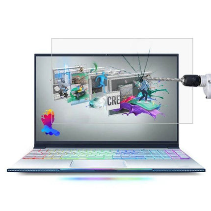 HD Tempered Glass Screen Protector for 15.6 Inch Laptops shown protecting a laptop display from scratches and impact