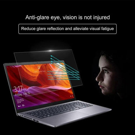 HD Tempered Glass Screen Protector for 13.3-Inch Laptops shown on laptop reducing glare and fingerprints to protect screen clarity