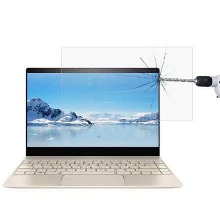 Tempered Glass Screen Protector for HP 13.3 Inch Laptops installed on laptop showing anti-glare clarity and drill impact protection