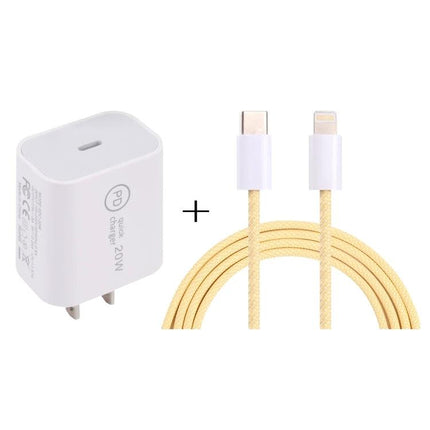 Compact Travel Charger Set for On-the-Go Device Power Needs compact 20W PD wall charger with braided USB-C to Lightning cable for travel