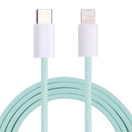 Essential USB-C to Lightning Cable for Daily Phone Charging - mint braided cable with USB-C and Lightning connectors