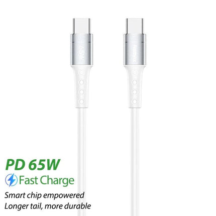 REMAX USB-C Charging Cable for Home and Travel Use – white PD 65W fast charge cable with reinforced connectors for phone and laptop