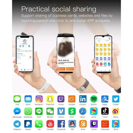 Keep track of daily activities with the JAKCOM smart watch showing social sharing features and mobile connectivity icons