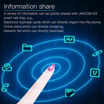 JAKCOM Nail Chip for Everyday Contactless Daily Use slim NFC nail device demonstrating information sharing with fingertip tap