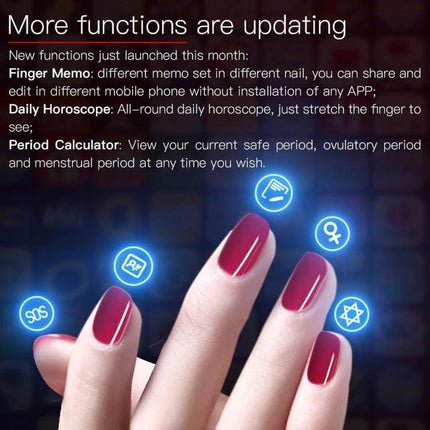 JAKCOM Nail Chip for Everyday Contactless Daily Use - slim NFC nail device shown on manicured fingers illustrating contactless functions