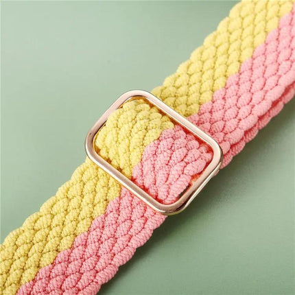 Adjustable Striped Nylon Band For Apple Watch 42/44/45mm