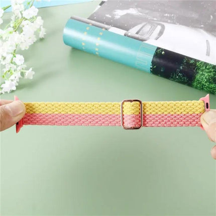 Adjustable Striped Nylon Band For Apple Watch 42/44/45mm