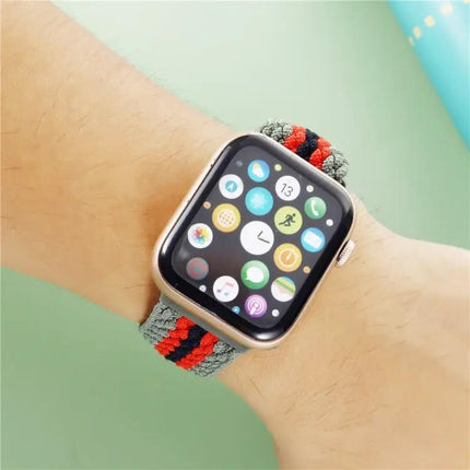 Adjustable Striped Nylon Band For Apple Watch 42/44/45mm
