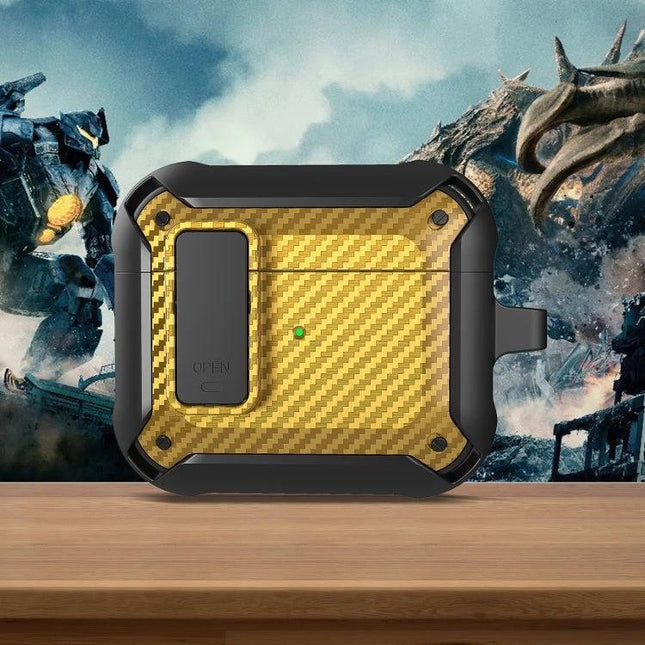 Bumblebee Protective Case for AirPods in Daily Activities - Rugged yellow carbon fiber AirPods case with 360-degree protection