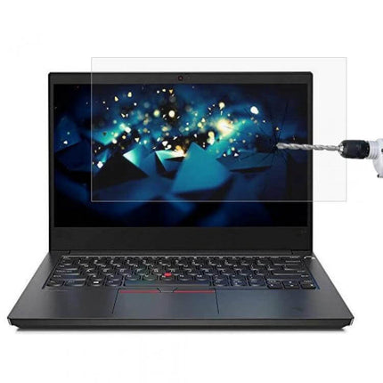 HD Tempered Glass Screen Protector for 14-Inch Laptops shown on a laptop reducing glare and resisting scratches