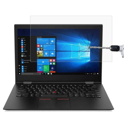 HD Tempered Glass Screen Protector for 14-Inch Laptops on black laptop reducing glare and protecting display from scratches