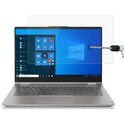 Tempered Glass Protective Film for 14-Inch Lenovo Laptops - clear screen protector showing drill impact resistance and anti-scratch protection