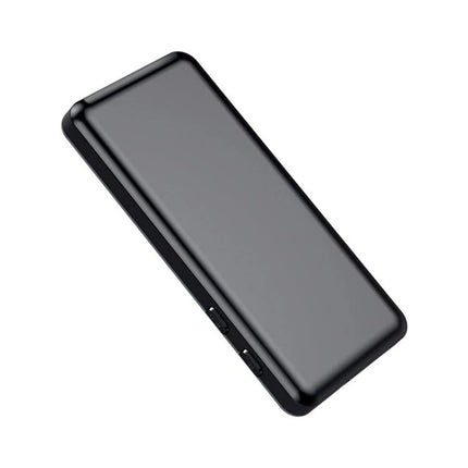 Portable Bluetooth Player for Music, Radio, and Video Playback - compact black portable media player with buttons for playback and recording