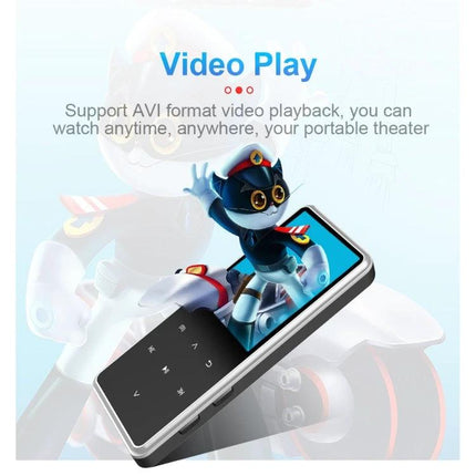 Portable Bluetooth Player for Music, Radio, and Video Playback - compact device showing video playback and portable theater functionality