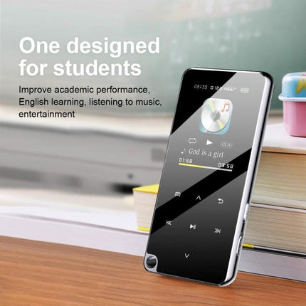 Portable Bluetooth MP3 Player for Music and Daily Entertainment shown on desk for students studying, listening to English lessons and music