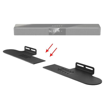 Soundbar Wall Mount For Living Room Low Profile Mount - adjustable split bracket holding soundbar under TV, tidy cables