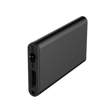 X2 Voice Recorder for Everyday Notes and Meetings compact black recorder with on/off switch and micro USB port