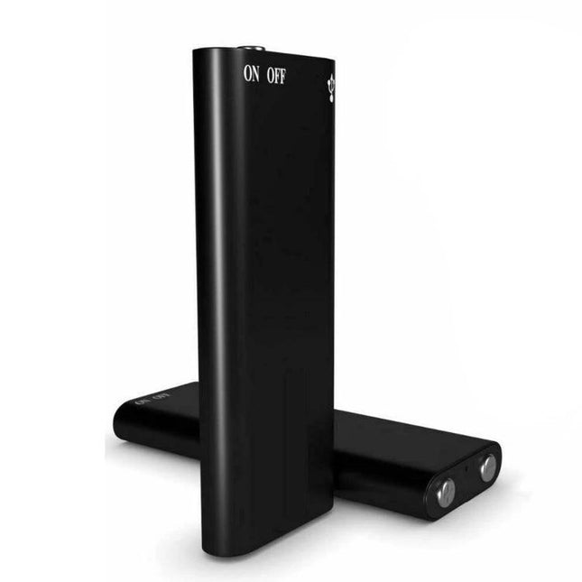 X2 Voice Recorder for Everyday Notes and Meetings compact black recorder with simple on/off switch, pocket-sized 45x17x5mm for meetings and notes