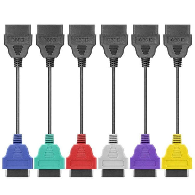 OBD ECU Scan Adapter Cable Bundle with Six Color Options for Fiat - six colored OBDII adapter cables for Fiat diagnostics