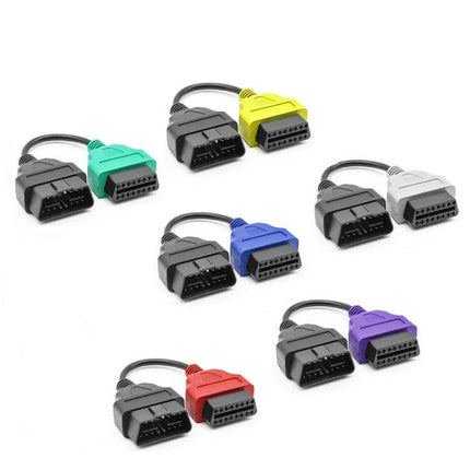 OBD ECU Scan Adapter Cable Bundle with Six Color Options for Fiat - set of six colored OBD adapters for Fiat diagnostics