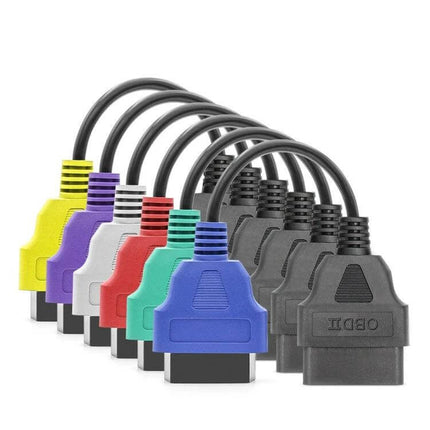 OBD ECU Scan Adapter Cable Bundle with Six Color Options for Fiat - six colored diagnostic adapter cables for Fiat vehicles, ABS and airbag diagnostics