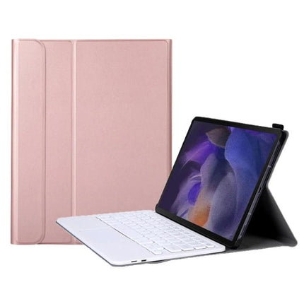 Leather Protective Case with Bluetooth Keyboard for Samsung Galaxy Tab A8 2021 - rose gold separable keyboard and folio stand, protective typing case