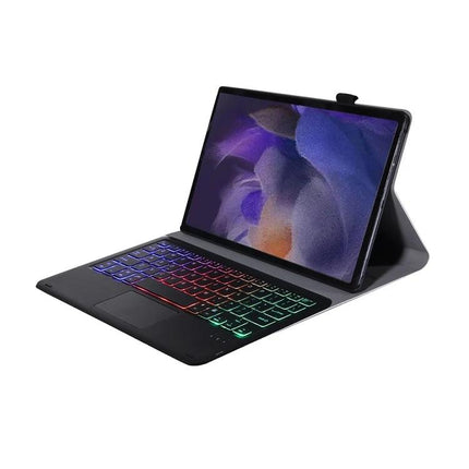 Ultra-Thin Bluetooth Keyboard Case with Touchpad for Samsung Galaxy Tab A8 2021 - slim protective case with RGB backlit Bluetooth keyboard and touchpad