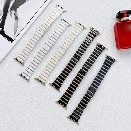 Ceramic And Steel Bead Link Strap For Apple Watch 38-45mm