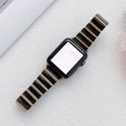 Ceramic And Steel Bead Link Strap For Apple Watch 38-45mm