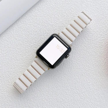 Ceramic And Steel Bead Link Strap For Apple Watch 38-45mm