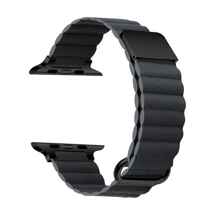 Magnetic Leather Band for Apple Watch 38-45mm Black