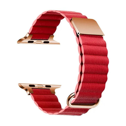 Magnetic Leather Band for Apple Watch 38-45mm Black