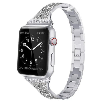 Diamond Encrusted Leather Strap For Apple Watch 38-45mm