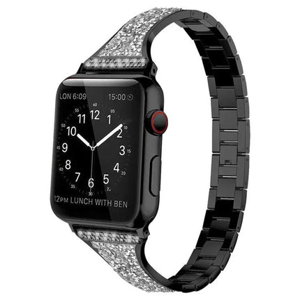 Diamond Encrusted Leather Strap For Apple Watch 38-45mm