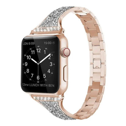 Diamond Encrusted Leather Strap For Apple Watch 38-45mm