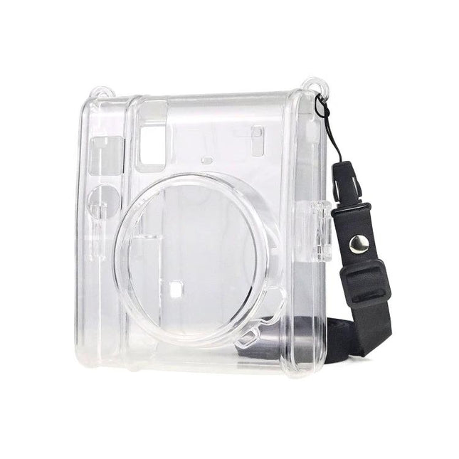 Protective Crystal Case with Strap for Fujifilm Instax Mini 40 and 7+ clear protective camera case with adjustable black strap