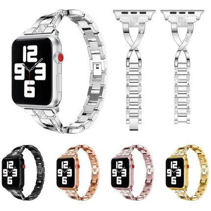 Diamond Stainless Steel Apple Watch Band Compatible 38-45mm