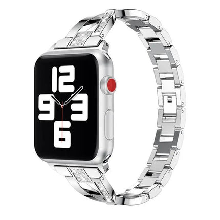 Diamond Stainless Steel Apple Watch Band Compatible 38-45mm