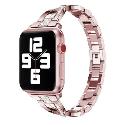 Diamond Stainless Steel Apple Watch Band Compatible 38-45mm
