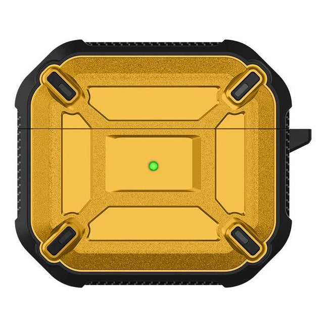 King Kong Armor Case for Daily AirPods Protection - rugged gold 360-degree drop and scratch resistant AirPods case with charging access