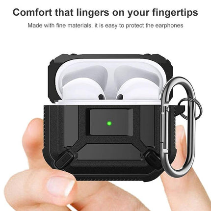 King Kong Armor Case for Daily AirPods Protection compact 360-degree tough black AirPods case with carabiner and easy charging access