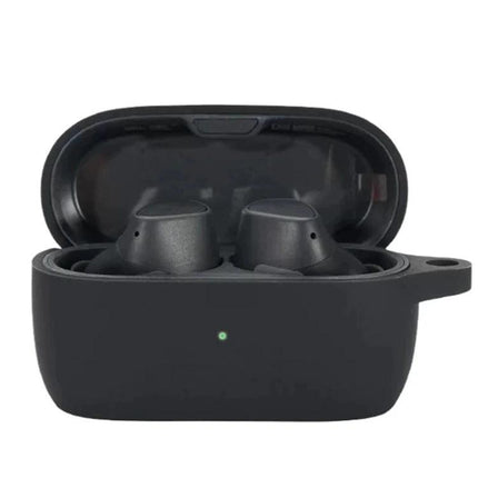 Silicone Protective Case for Everyday Earphone Safeguarding showing black silicone case with earbuds inside and LED indicator