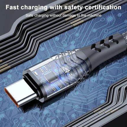 Essential USB to Type-C Cable for Daily Device Charging — close-up of Type-C connector with visible circuitry, compact cable for desk and travel