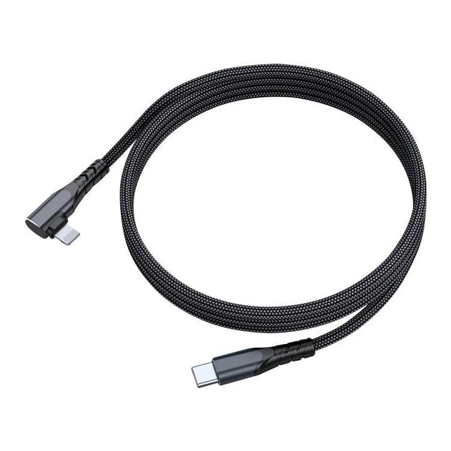 Practical Elbow USB-C Cable for Daily Phone Charging Needs - black braided 90° connector cable for gaming and clutter-free charging