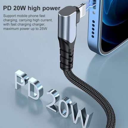 Practical Elbow USB-C Cable for Daily Phone Charging Needs - PD 20W elbow design braided fast charging cable