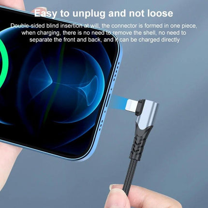 Practical Elbow USB-C Cable for Daily Phone Charging Needs - right-angle braided cable plugged into smartphone for clutter-free gaming and charging