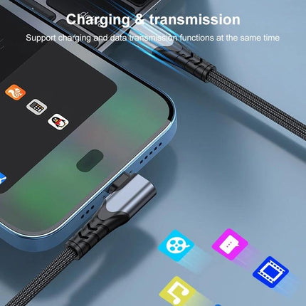 Practical Elbow USB-C Cable for Daily Phone Charging Needs - braided elbow cable charging phone while gaming and streaming