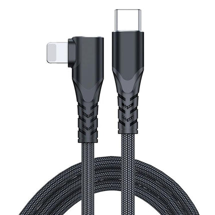 Practical Elbow USB-C Cable for Daily Phone Charging Needs - black right-angle braided charging and data cable