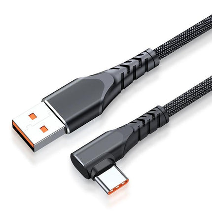 Elbow USB-C Cable for Everyday Mobile Gaming and Charging — angled USB-C to USB-A braided cable for tangle-free gaming and charging