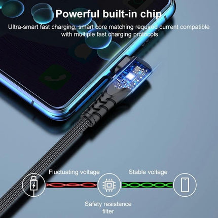 Elbow USB-C Cable for Everyday Mobile Gaming and Charging with angled connector, braided cable and built-in chip for stable fast charging